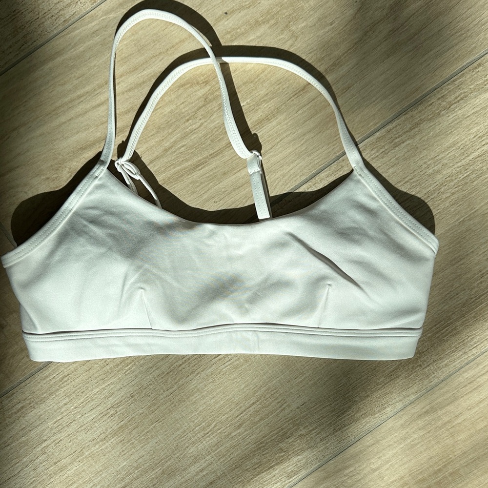 ALO Yoga White Strappy Light Support Sports Bra
